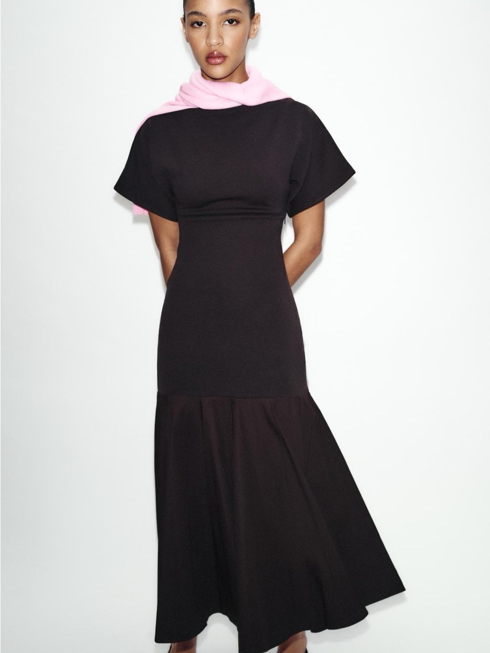 Zara Black Maxi Dress with Flutter Sleeves